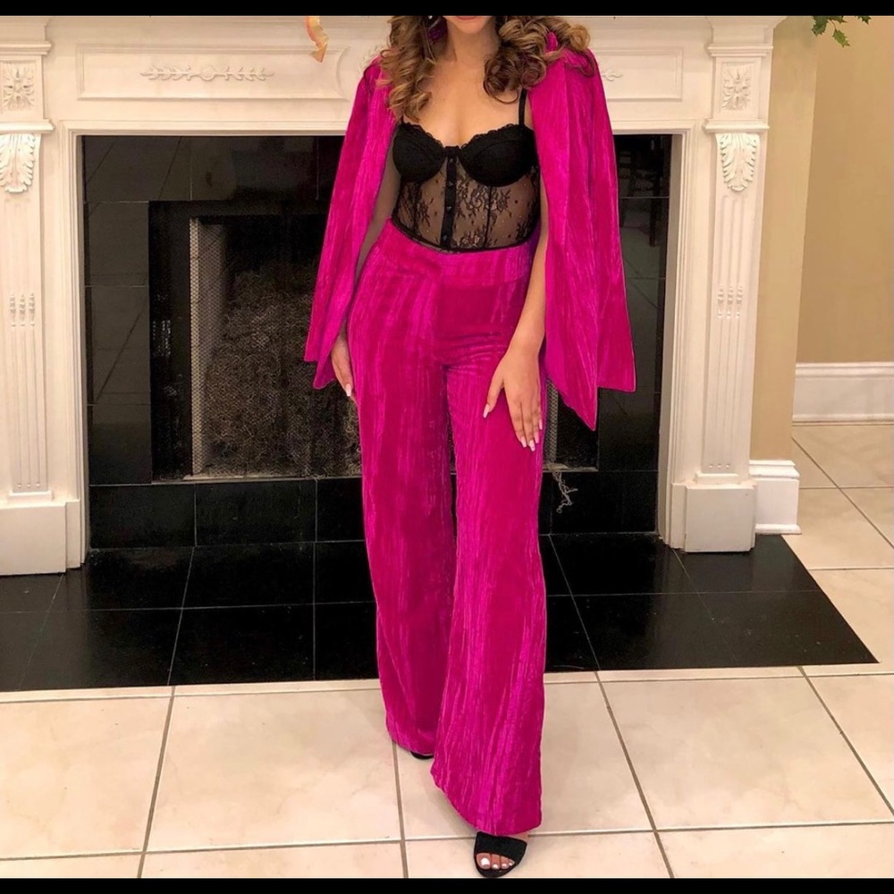Nasty gal pink velvet blazer suit